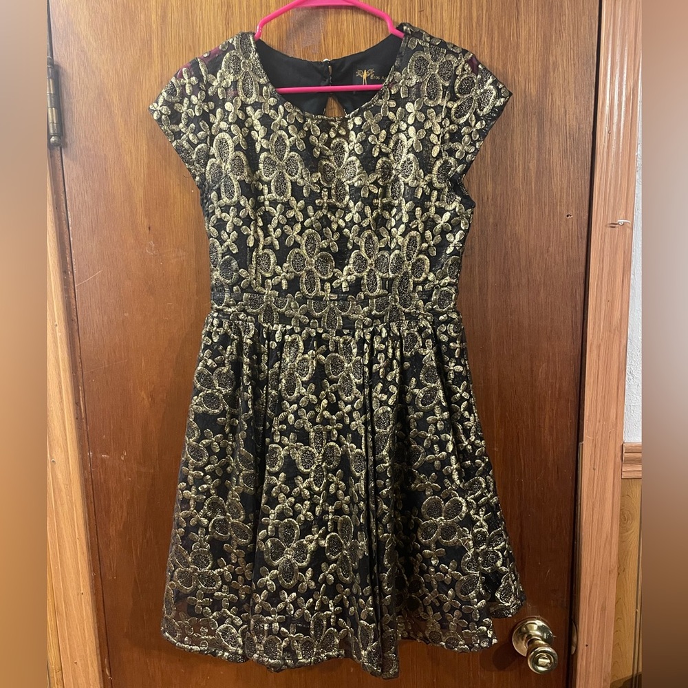 Eros Apparel New York Gold & Black Party Dress, Women’s L